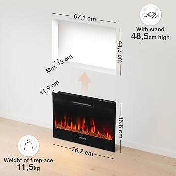 KAMINIO® Marlon PRO 30 Electric fire with heater and flame effect