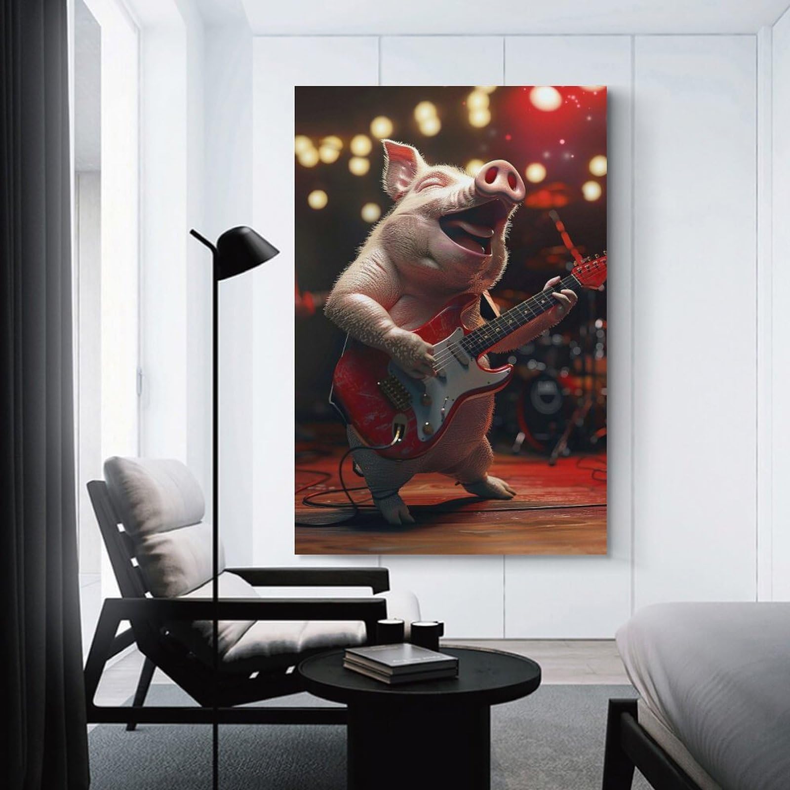 Junmoney Pig Rock Decorative Wall Artwork 24x36inch(60x90cm), for New Homes, Bedrooms Or Workspaces, A Wall Art Gift for Fresh Interiors