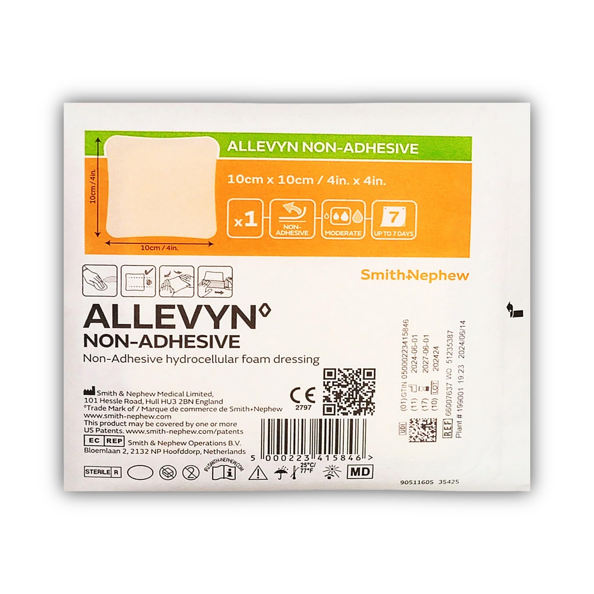 Allevyn Non Adhesive 10 x 10 cm – Effective Allevyn cerotto – Long Lasting 7 Day Use – 10 unità per confezione
