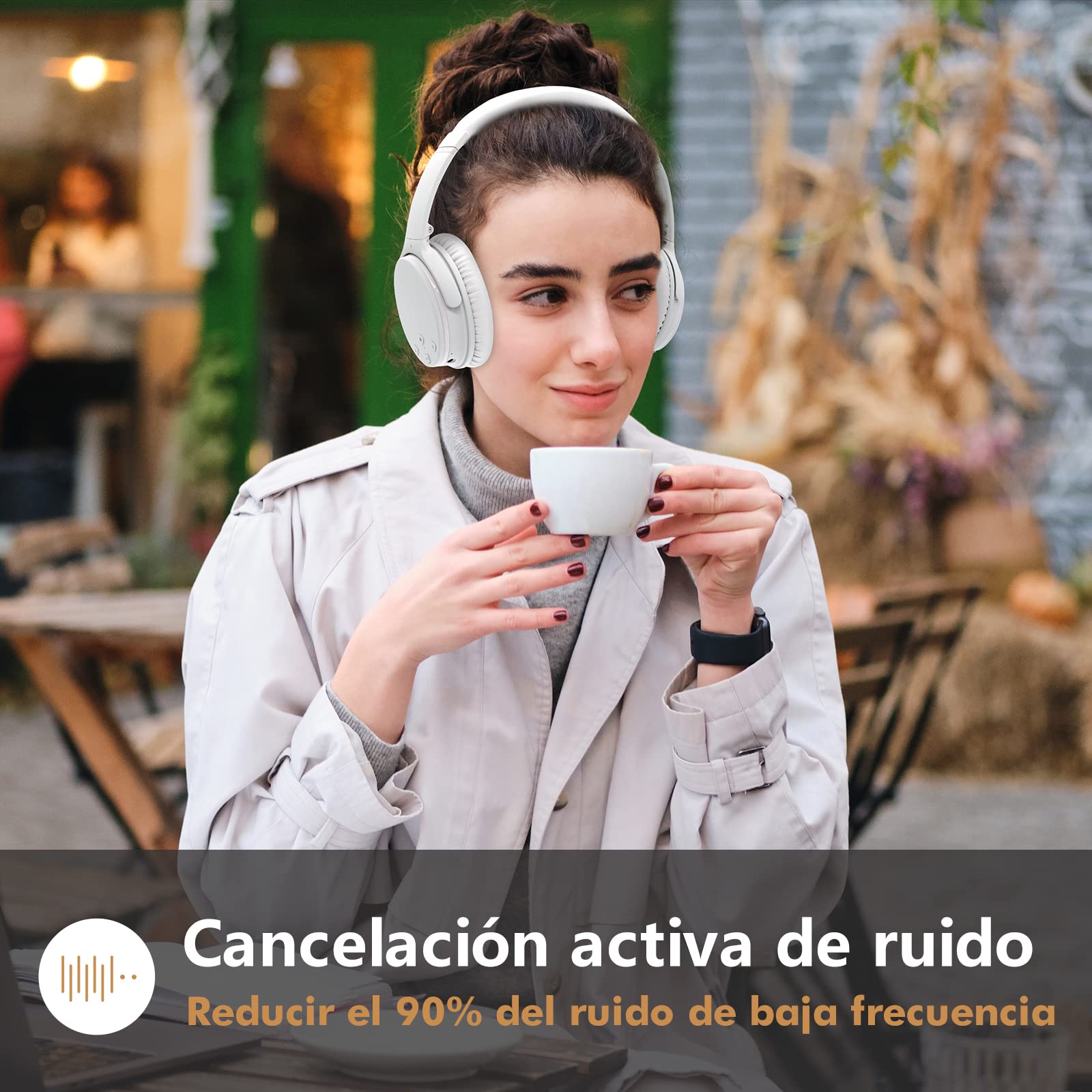 Srhythm NC25 Auriculares Estéreo con Cancelación Activa de Ruido (ANC), Bluetooth 5.3, Circumaurales, con Alta Fidelidad, Micrófono, 50H, Asistente de Voz, Modo Juego de Baja Latencia