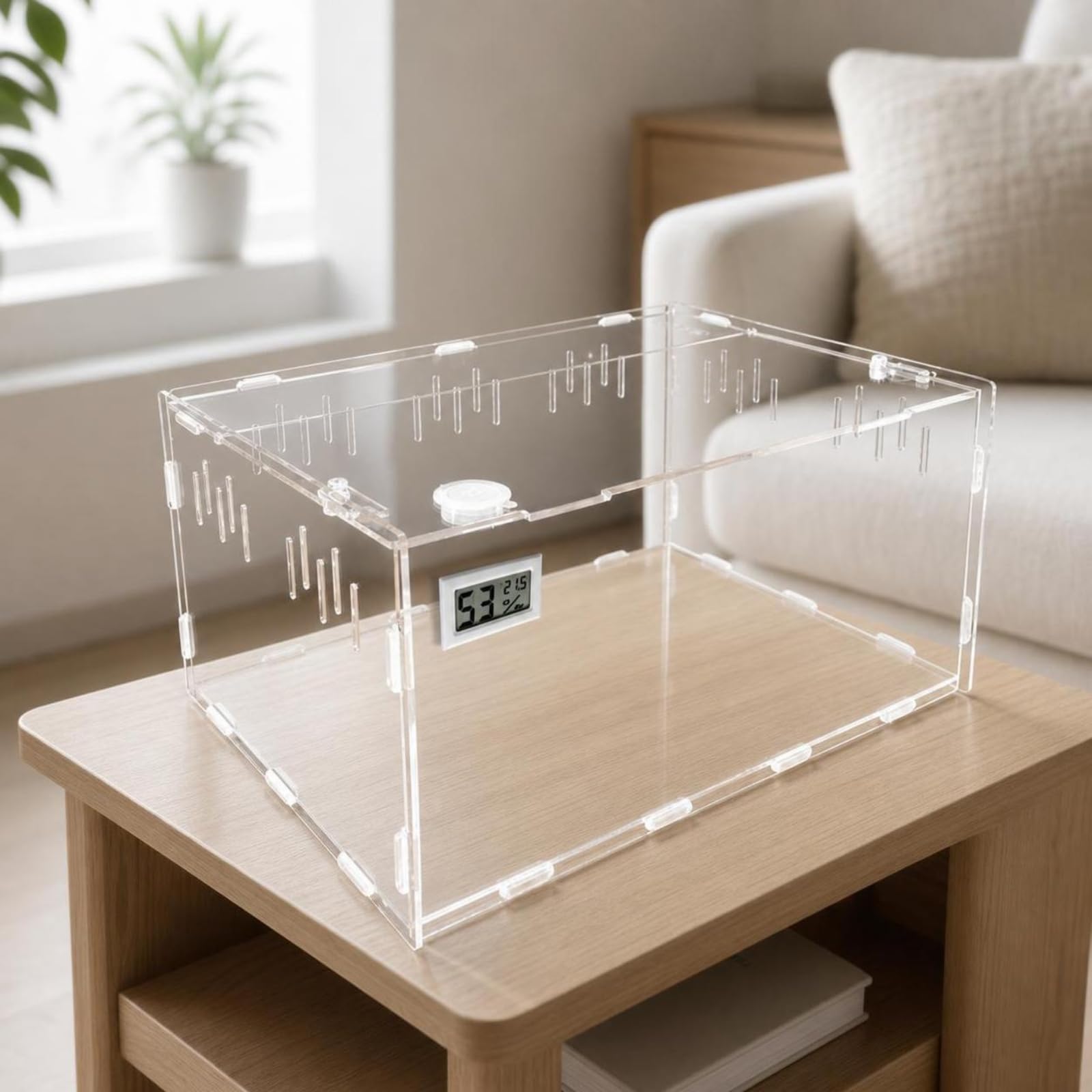 Terrarium avec Couvercle Verrouillable, 20 X 15 X 30 Cm, Vertical Petit Modèle avec Thermomètre Et Hygromètre