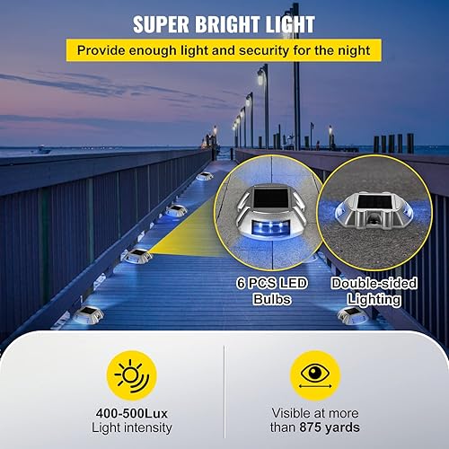 Vista 23 de Luces solares Happybuy para el camino de la entrada con tornillos, para exteriores, impermeables. 6 luces LED para ver el camino, jardín, pasarela