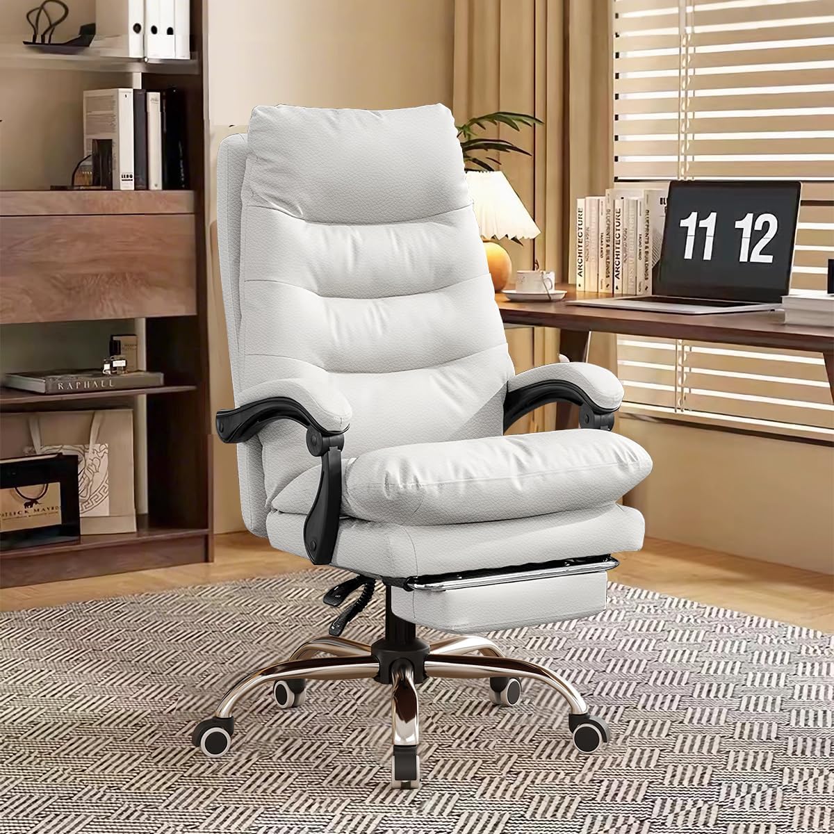Comfortable Office Chair High Back Executive Desk Chair Leather Computer Gaming Chairs Big and Tall Office Chairs with Footrest