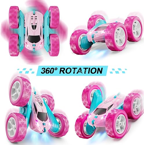 Miniatura 8 de Auto a control remoto para niños a partir de 6 años, autos a control remoto, juguete de acrobacias 4WD de doble cara con rotación de 360, control