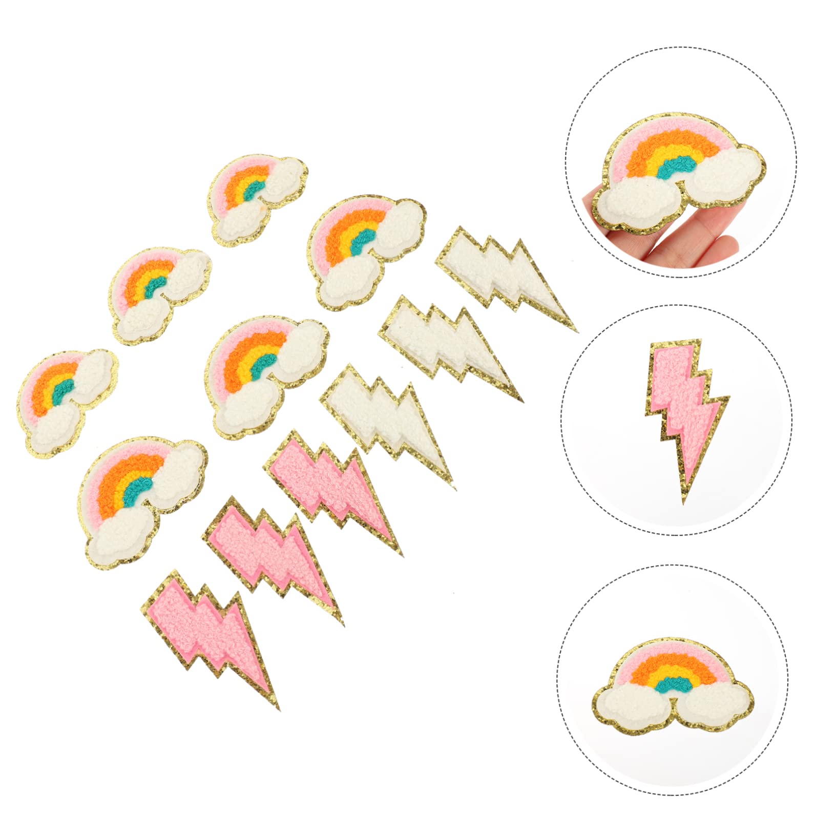 Operitacx 5 Sets Modische Neon-kleidungsflicken Stickerei-applikation Für Kleidungsreparatur Kreative Nähflicken 12 Stück * 5