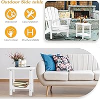 Vista 4 de Adirondack - Mesa auxiliar para exteriores, mesa auxiliar de patio resistente de 2 niveles, resistente a la intemperie, mesa auxiliar sólida de 16.5