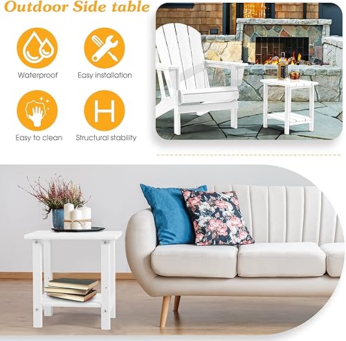 Miniatura 4 de Apolimi Adirondack - Mesa auxiliar para exteriores, mesa auxiliar de patio resistente de 2 niveles resistente a la intemperie, mesa auxiliar sólida