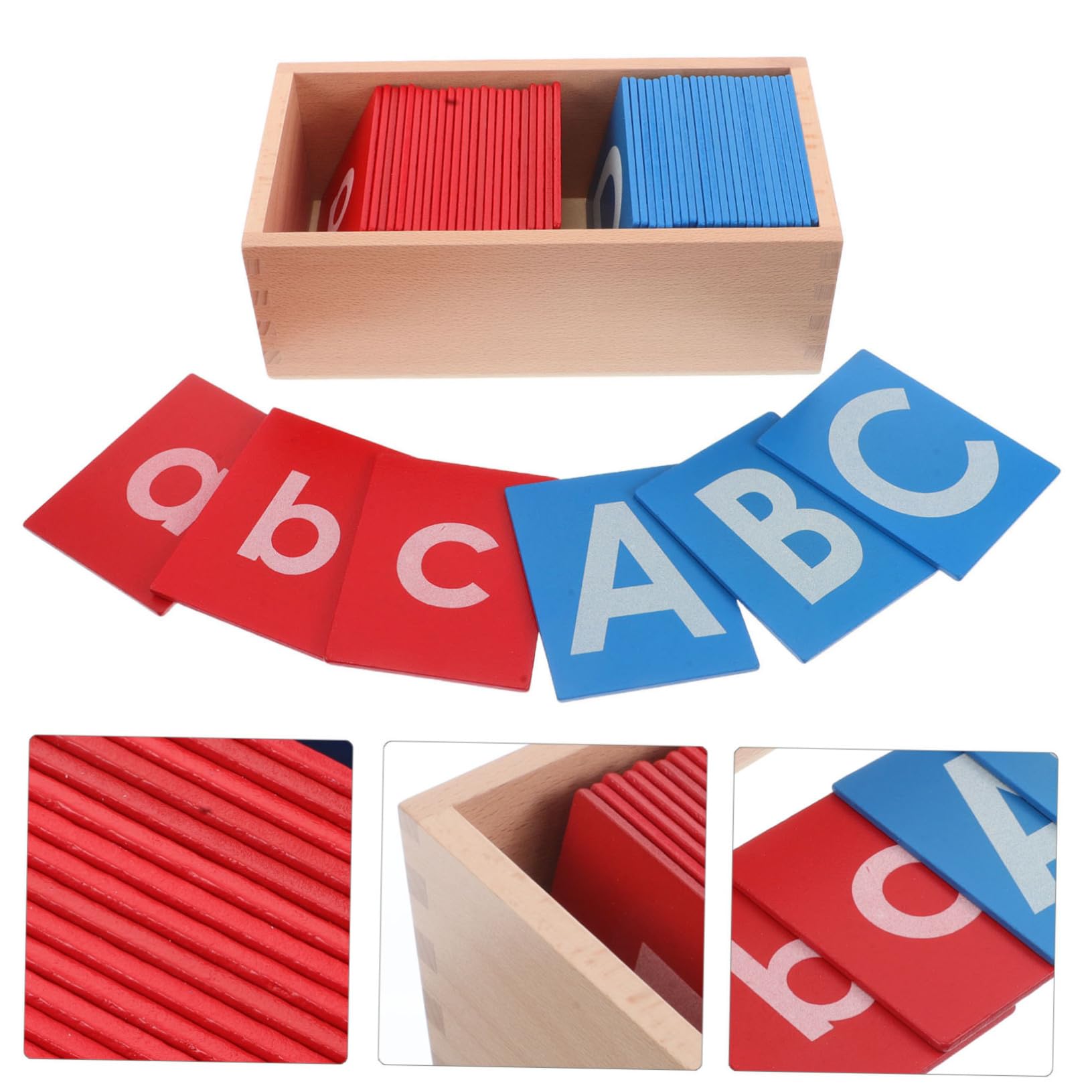 UPKOCH Juego de Herramientas Educativas Montessori de Madera con Letras Táctiles Rojas y Azules para Desarrollo del Lenguaje y Aprendizaje Creativo en Preescolar y Educación en Casa