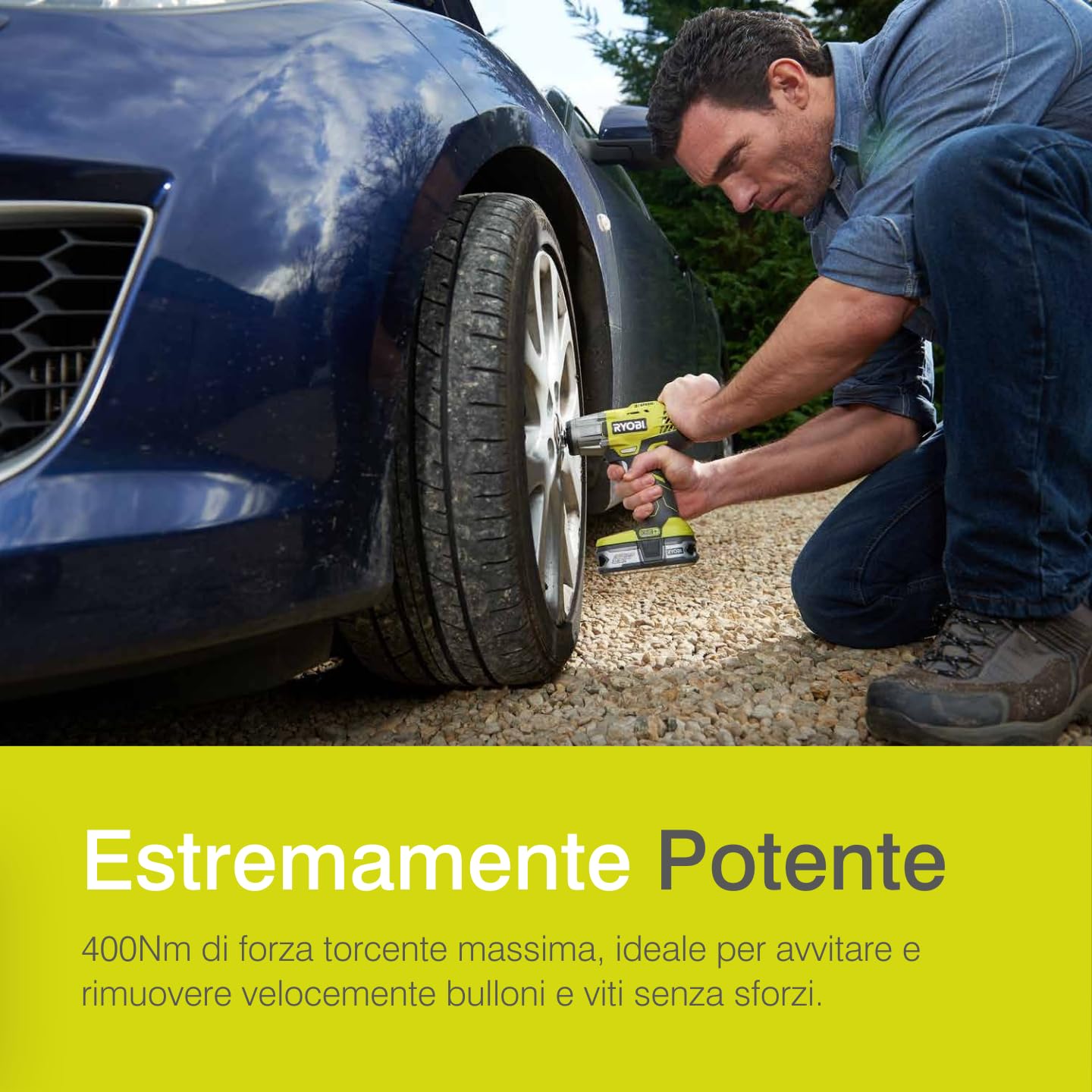 RYOBI R18IW3-0 Avvitatore ad Impulsi 1/2" a Batteria 18V ONE+, Batteria non Inclusa, 3 Velocità, 3.200 Colpi/Minuto e Velocità a Vuoto 0-2.900 Giri/Minuto
