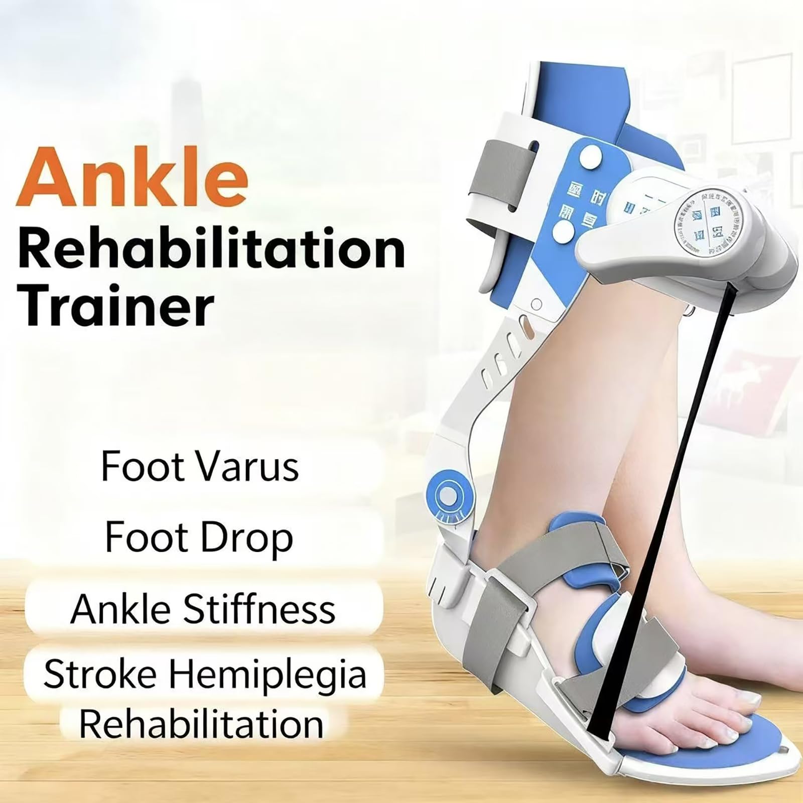 Entrenador de rehabilitación de tobillo: ortesis ajustable de tobillo con placa de ángulo de 75°, diseño mecánicamente estable y cómodo para corrección de caída del pie
