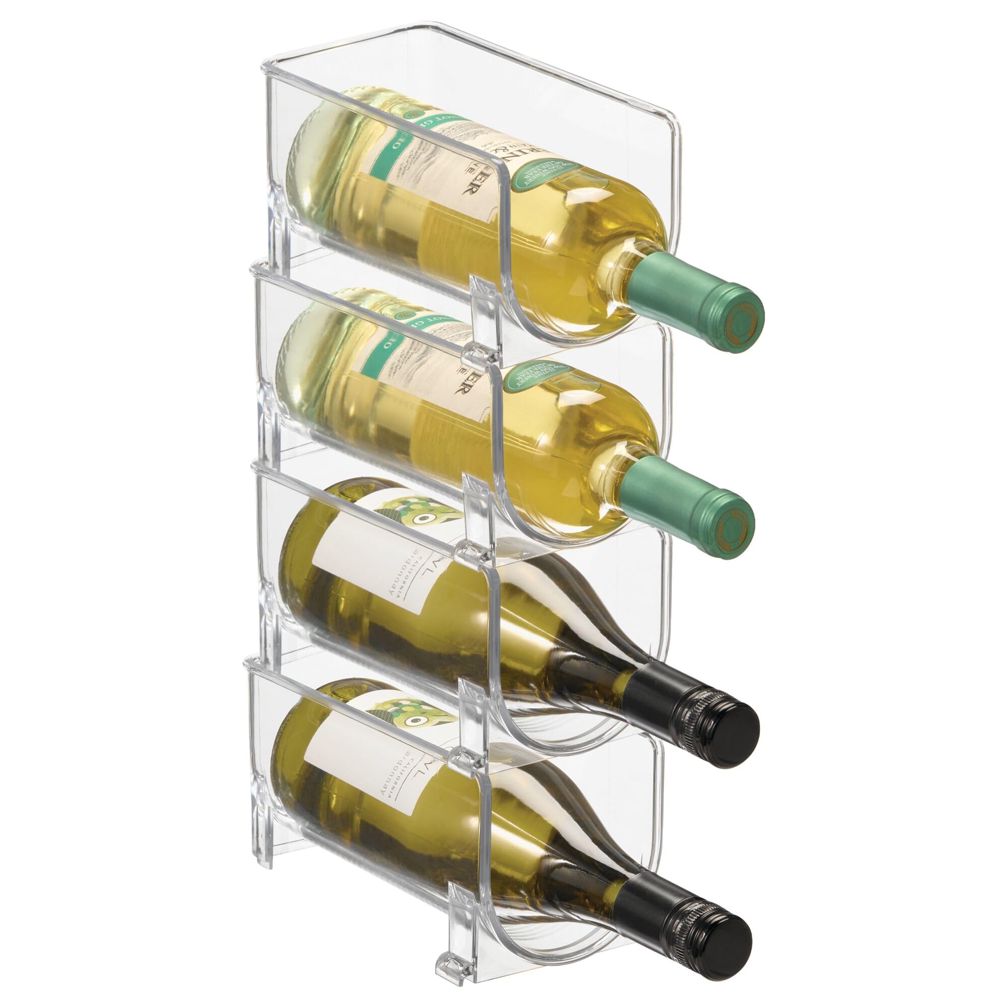 InterDesign iDesign Stapelbarer Flaschenhalter, 4er-Set, transparent | Für Wasser- oder Weinflaschen