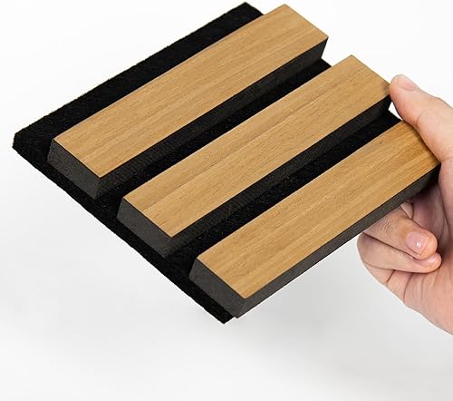 Miniatura 26 de Paneles acústicos de listones de madera, 94.5 x 12.6 pulgadas, cada panel de pared de listones de madera, color nogal, paquete de 4 Nuez,Negro