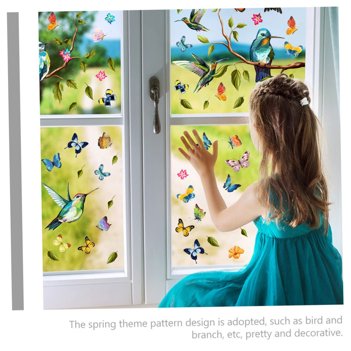 GLEAVI 3 Set Adesivi Statici per Finestre con Design Primaverile Uccelli e Farfalle Decorazioni Adesive per Specchi Facili da Applicare e Rimuovere per Festive e Calde
