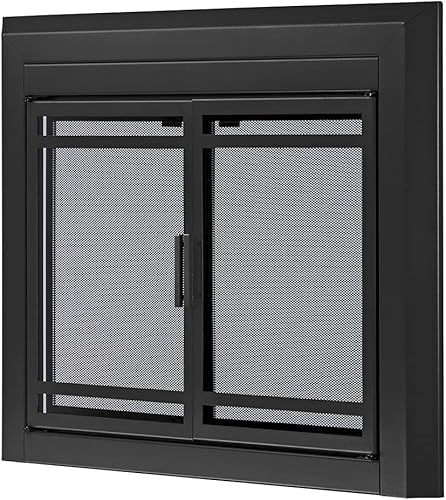Miniatura 2 de UniFlame - Kendall - Puertas de chimenea estilo gabinete con vidrio templado ahumado (color negro, tamaño grande - se adapta a aperturas de 36 a 43