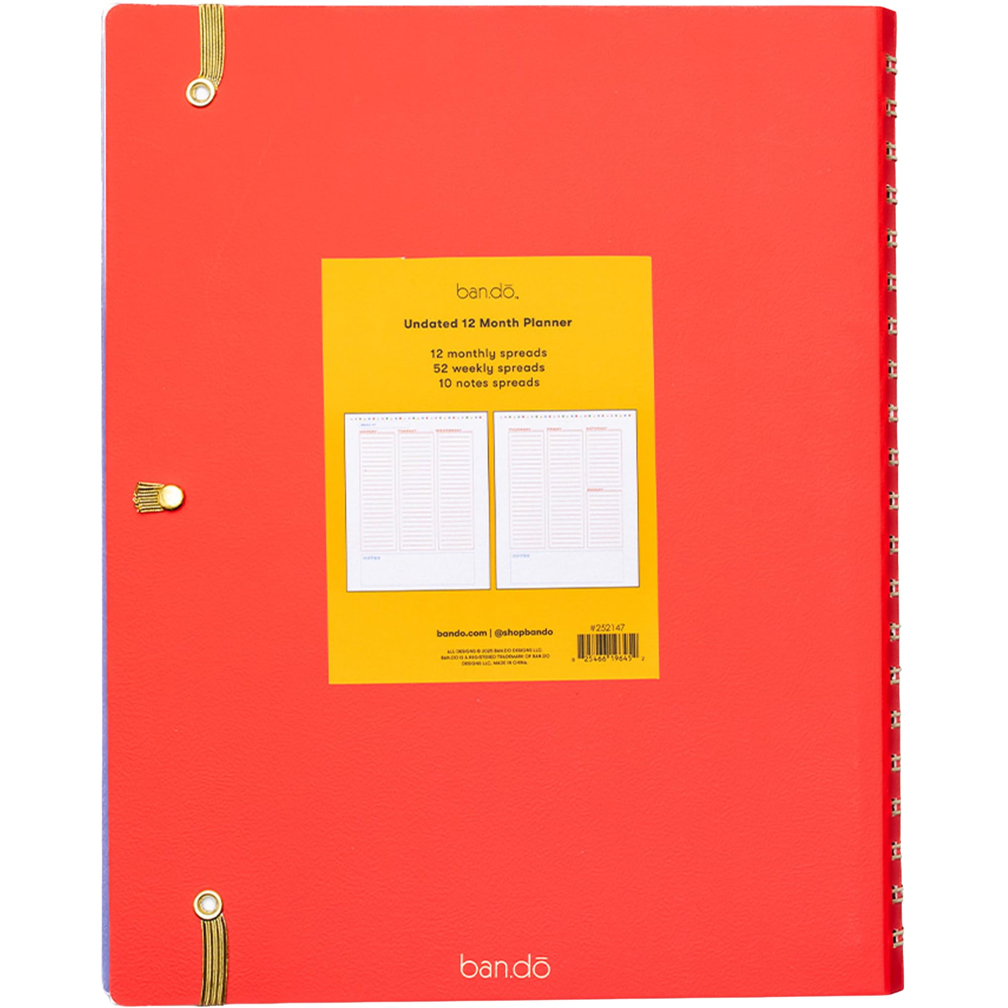 ban.do Agenda settimanale non datata, quaderno a spirale semi-nascosto con adesivi, lista delle cose da fare, diario guidato del benessere, organizer giornaliero per scuola o ufficio (pronto per tutto