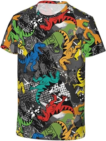 Dinosaur T-Shirts, Crew Neck Short-Sleeved T-Shirts for Teenagers, Unisex Short-Sleeved