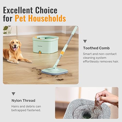 Miniatura 4 de Juego de trapeador giratorio y cubo con cubo de fregona interior desmontable, trapeadores y cubos para limpieza de suelos, incluye 6 almohadillas de