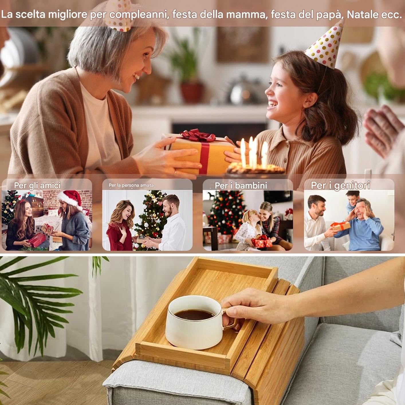 Mesa plegable con reposabrazos de madera con cojín antideslizante, bandeja ideal para sala de estar, café, aperitivos, teléfono y soporte para control remoto