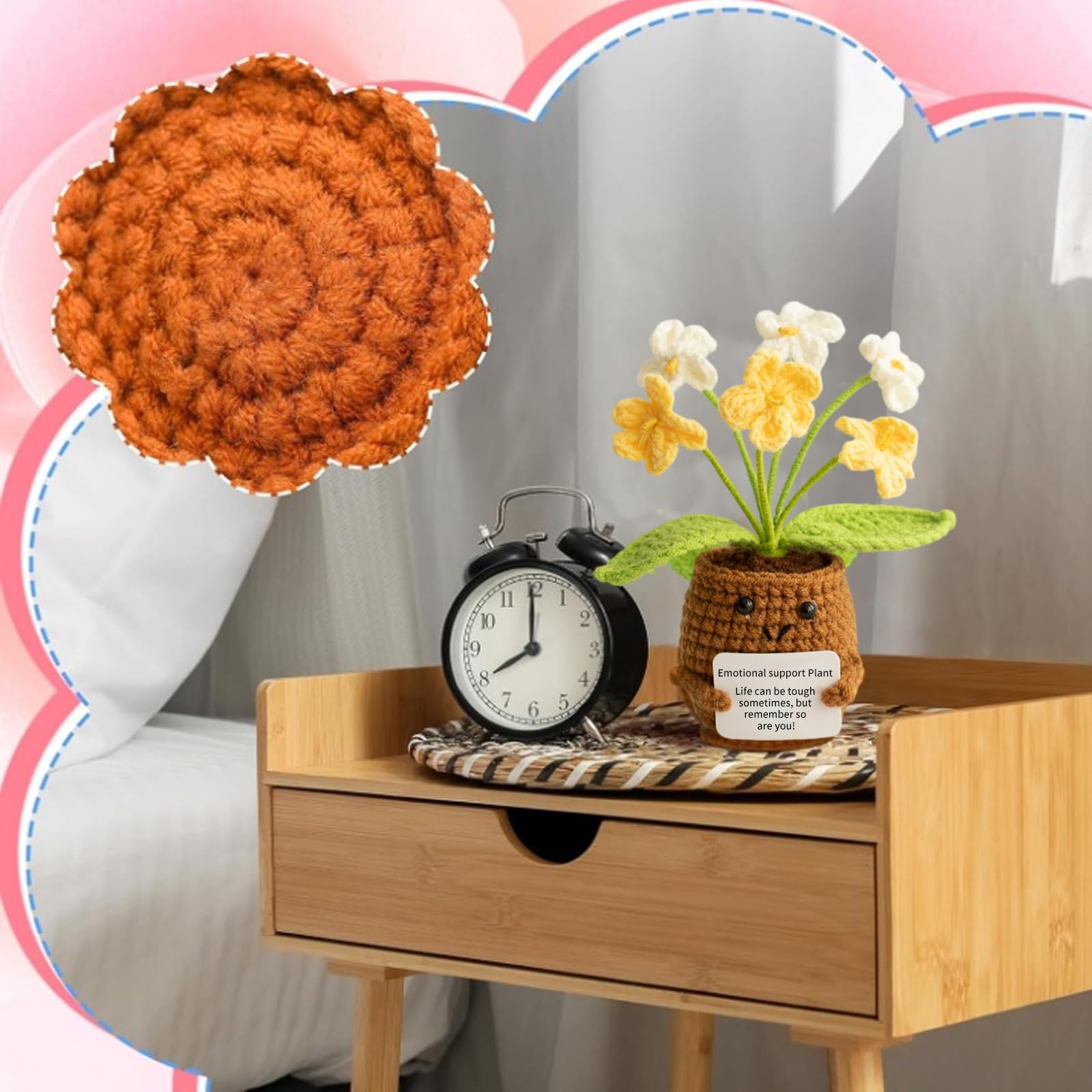 Ensemble de fleurs en crochet pour anniversaire, lot de 2 bouquets en crochet - Minis poupées de plantes en crochet faites main comme cadeau de remerciement pour enseignants, collègues, élèves, départ