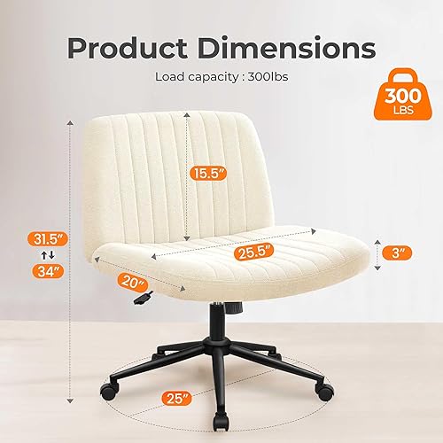 Miniatura 2 de NEO CHAIR Silla cruzada con ruedas y almohadillas, sillas de patas cruzadas para oficina en casa, escritorio ergonómico para computadora, asiento
