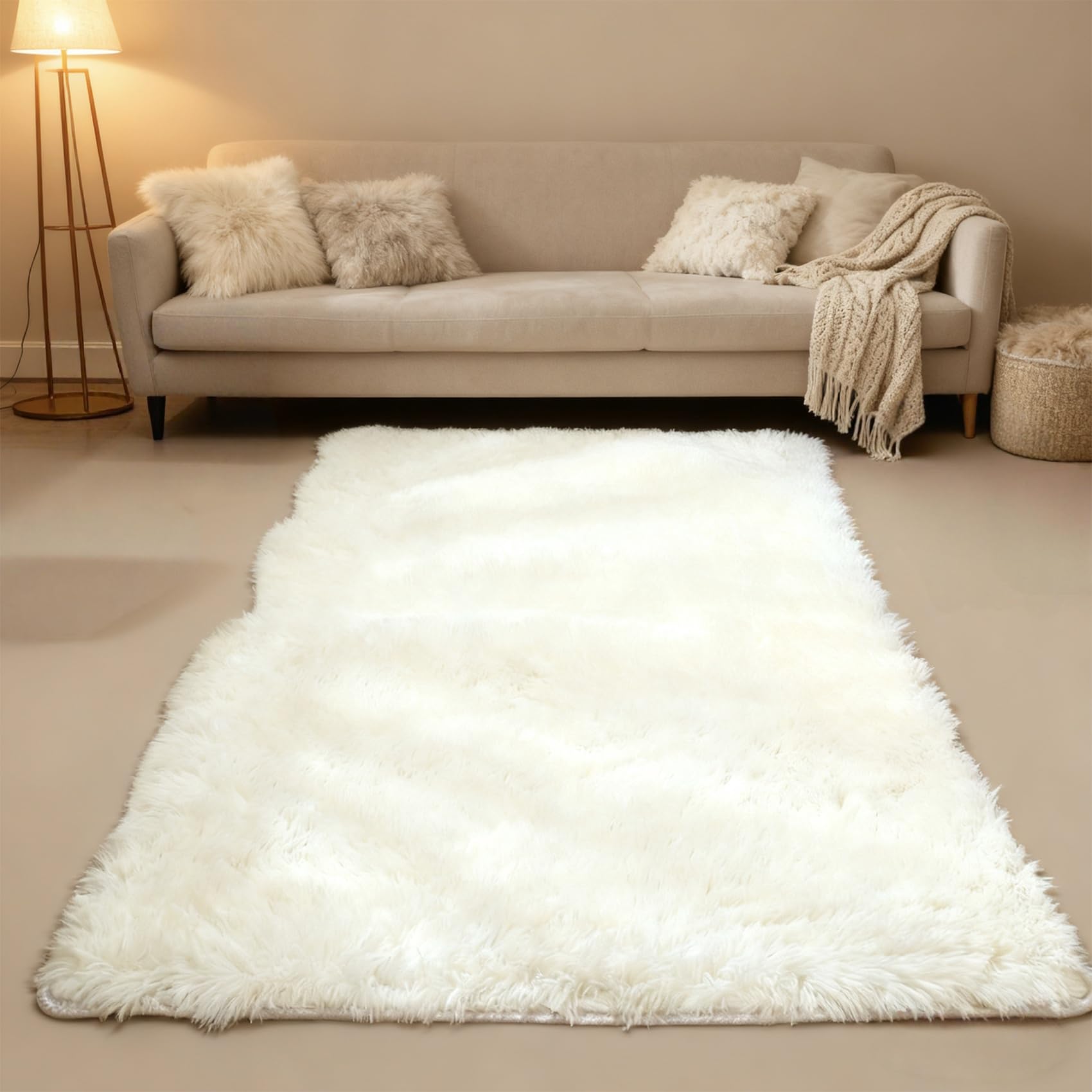 Tapis de salon facile à entretenir blanc 230x120 cm
