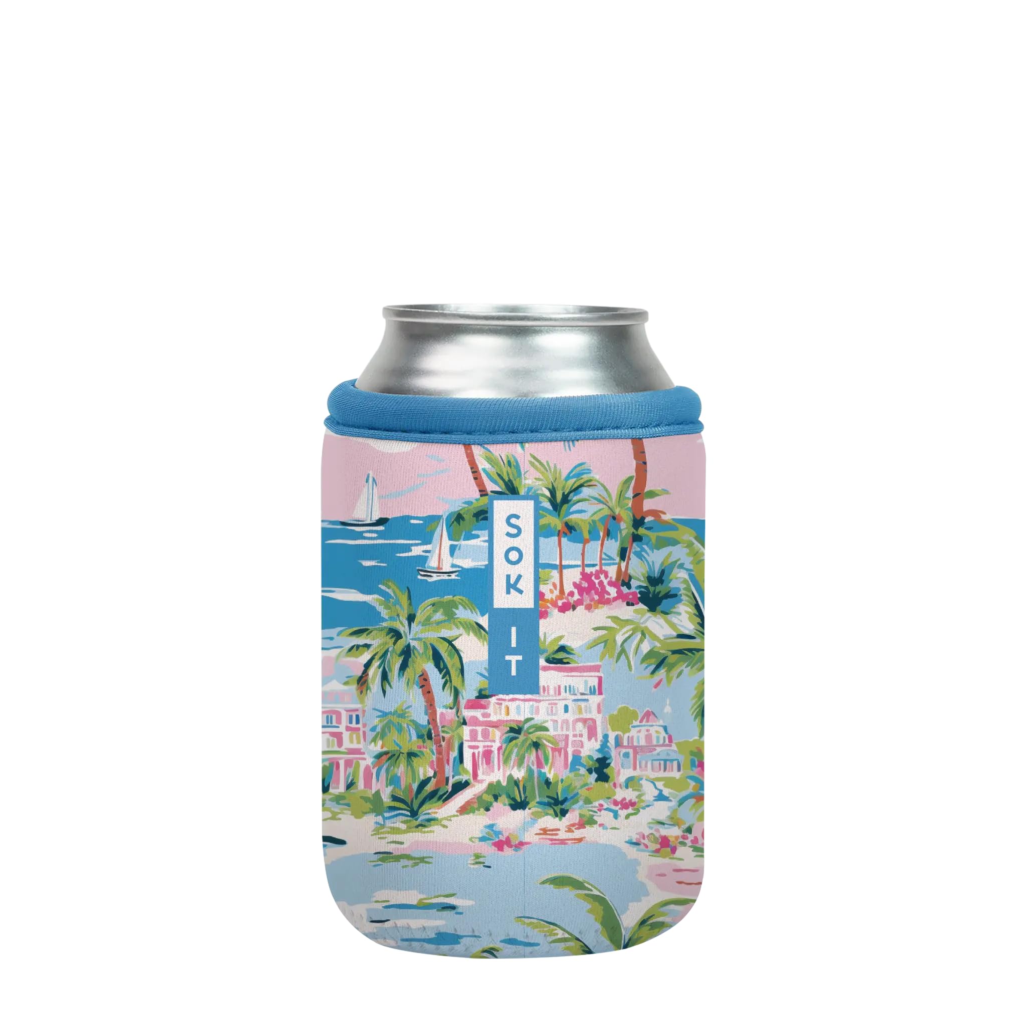 Sok It CanSok Sleeve for Beer & Soda Insulated Neoprene Cover (Beachside Bliss, 12oz Can Sleeve)