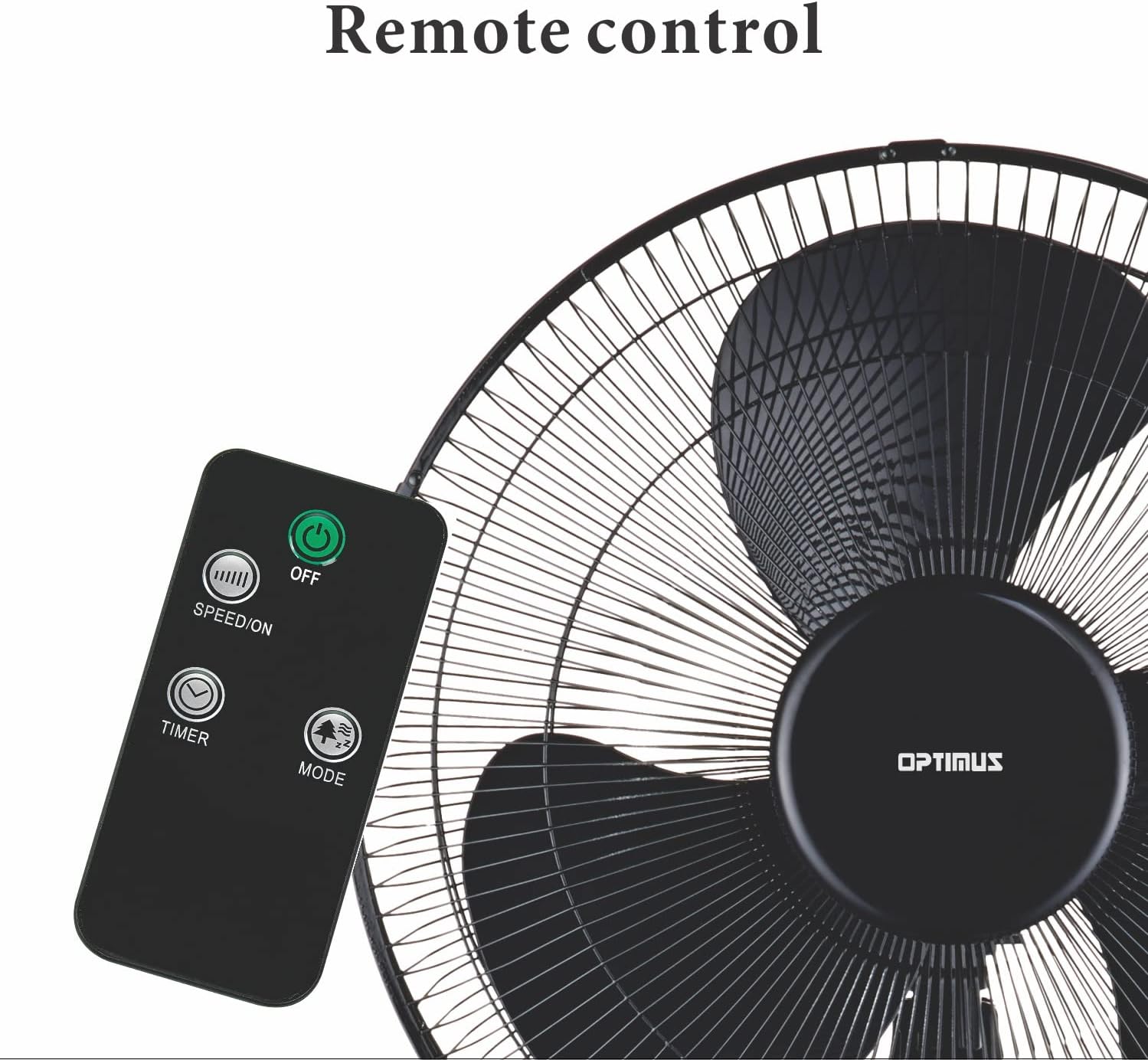 Optimus F-1672WH Oscillating Stand Fan with Remote, 16-Inch, White