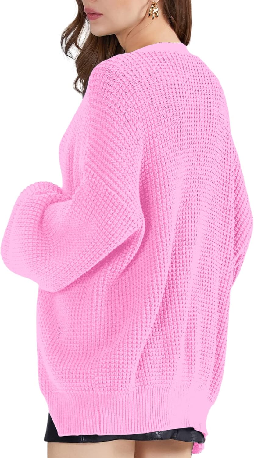 QUALFORT Cardigan Sweaters for Women 100% Cotton Button-Down Oversized Knit Outerwear Fall Tops for Women 2026 - Image 4