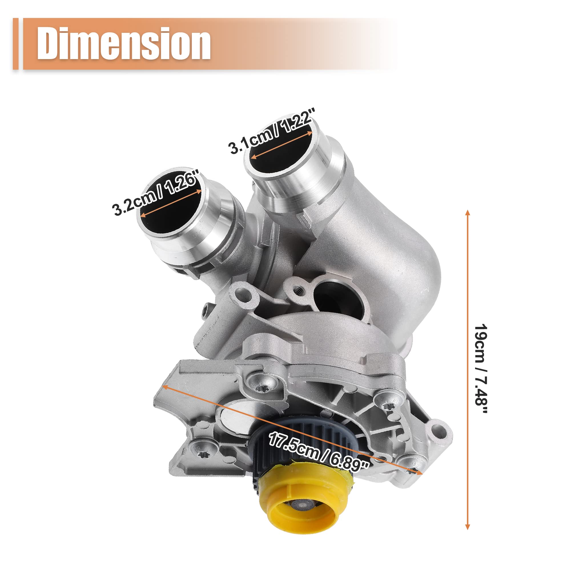 X AUTOHAUX Electric Engine Water Pump with Thermostat Assembly 06H121026AB Aluminum Alloy for Audi A3 A4 A5 A6 Q3 Q5 TT