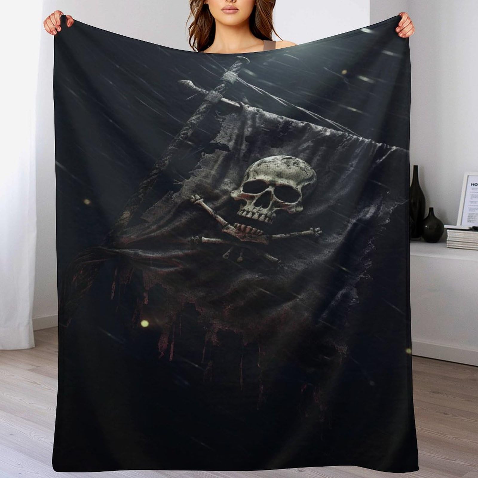 Couverture crâne pirate lavable pour éliminer le froid sur votre lit