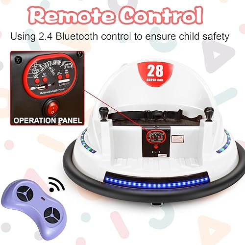 Miniatura 5 de Edostory Coche de parachoques eléctrico de 6 V para niños, autos de juguete para bebés de 1.5 a 8 años, calcomanías de bricolaje, regalos de juguete