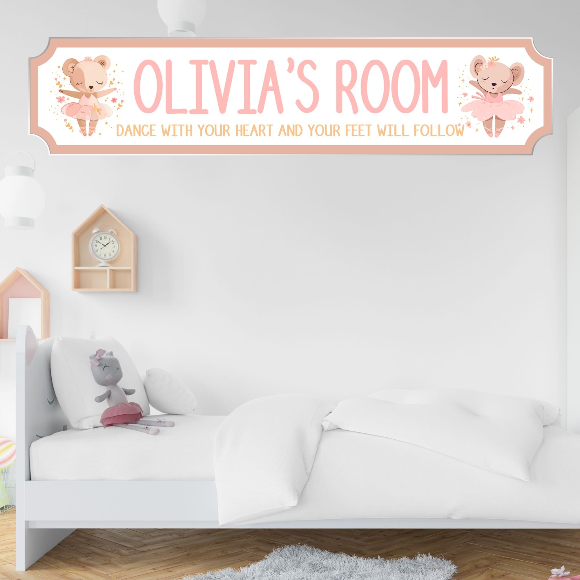 Personalised STREET SIGN Room Plaque - Custom Girls Room Sign Gift for Kids, Ballet, Dinosaur, Gaming, Mermaid, Princess, Rainbow, Unicorn Decor (Ballet, Acrylic - Medium 390mm x 85mm)