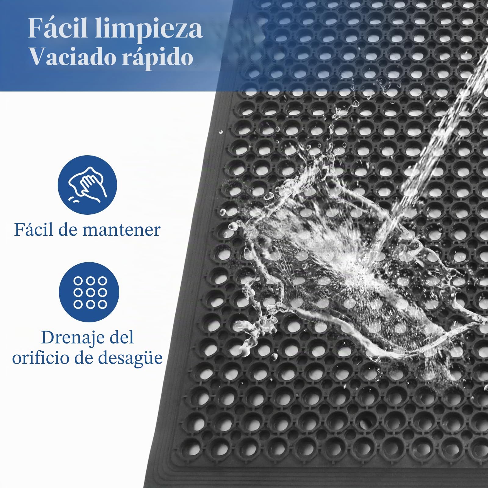 MYOYAY Alfombrilla de Goma con Anillos de Goma 90 x 150 cm, Alfombrilla de Panal Grande de Goma para el Exterior, Felpudo Perforado, Alfombra Antideslizante para atrapar la Suciedad