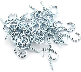 MroMax 50Pcs Small Screw Eye Hooks 1.18" Length Galvanized Iron Screw-in Hanger Eye-Shape Ring Hooks 30mm Self Tapping Screws for Home Office Hanging Plants Blue Tone