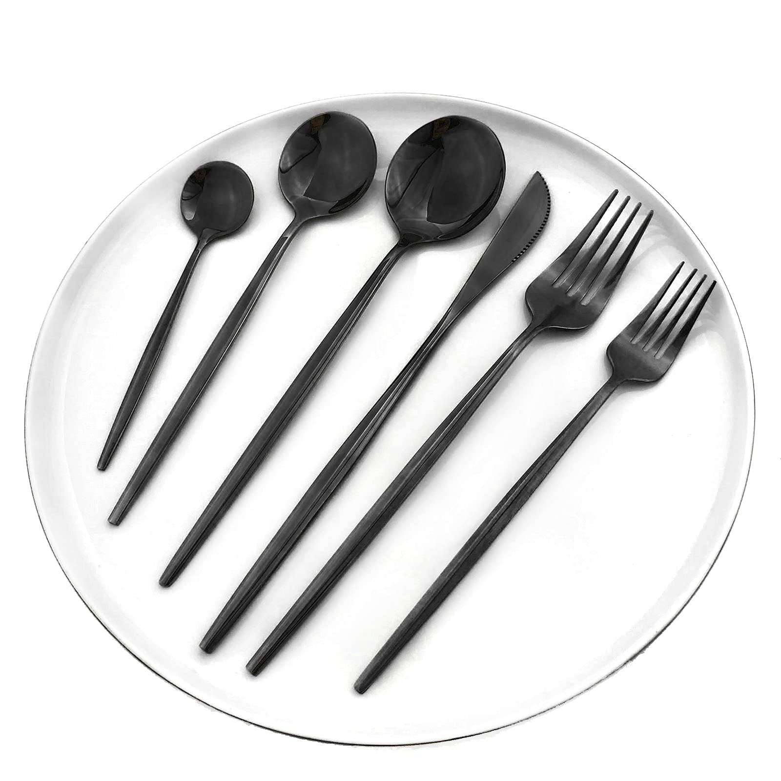 Schwarzes 36-teiliges Besteck-Set aus hochglanzpoliertem 18/0 Edelstahl, Besteckset für Zuhause, Küche, Party, Hotel, Restaurant, Hochzeit, Service für 6 Personen