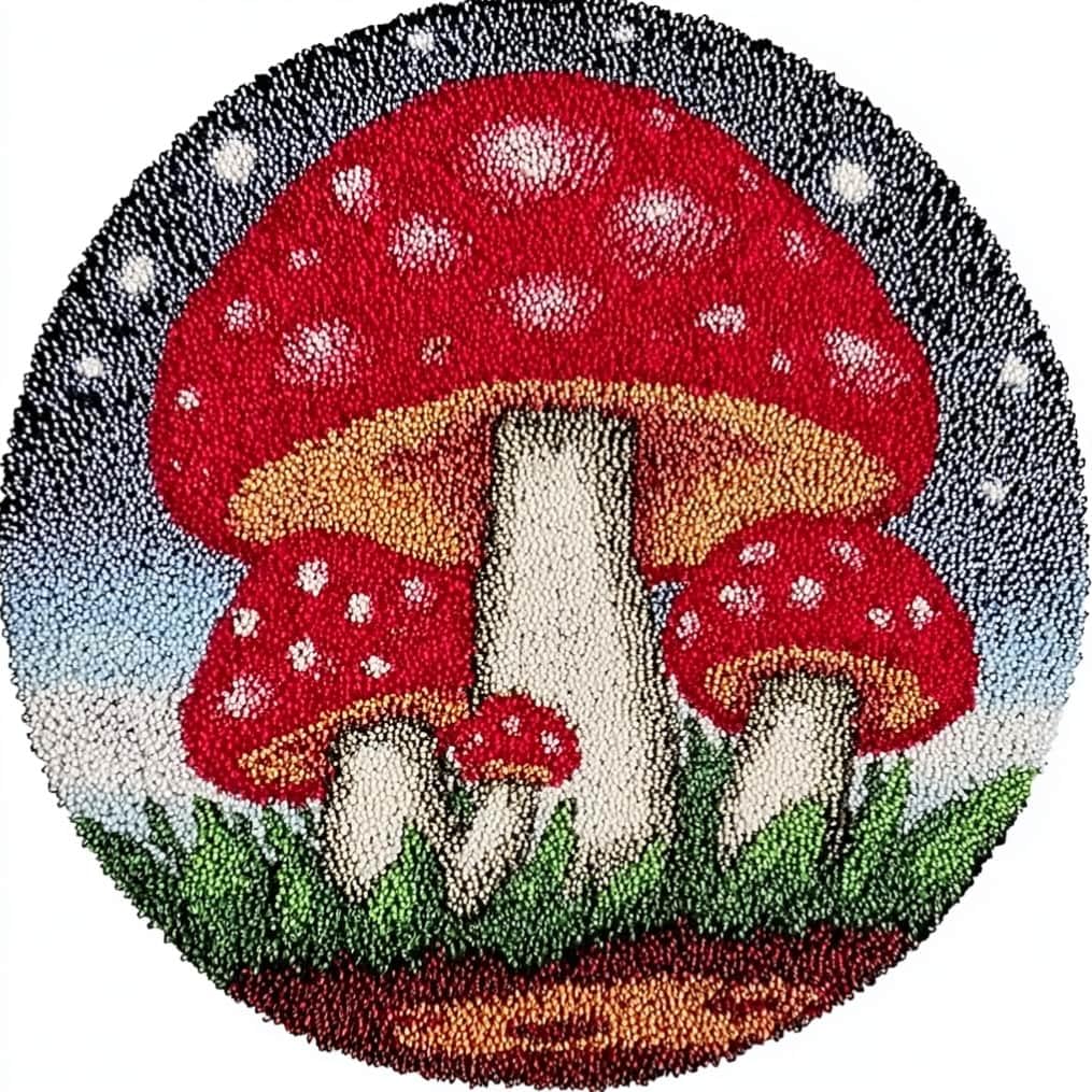 Kitquiver Latch Hook Rug Kit,Mushrooms 50X 50Cm