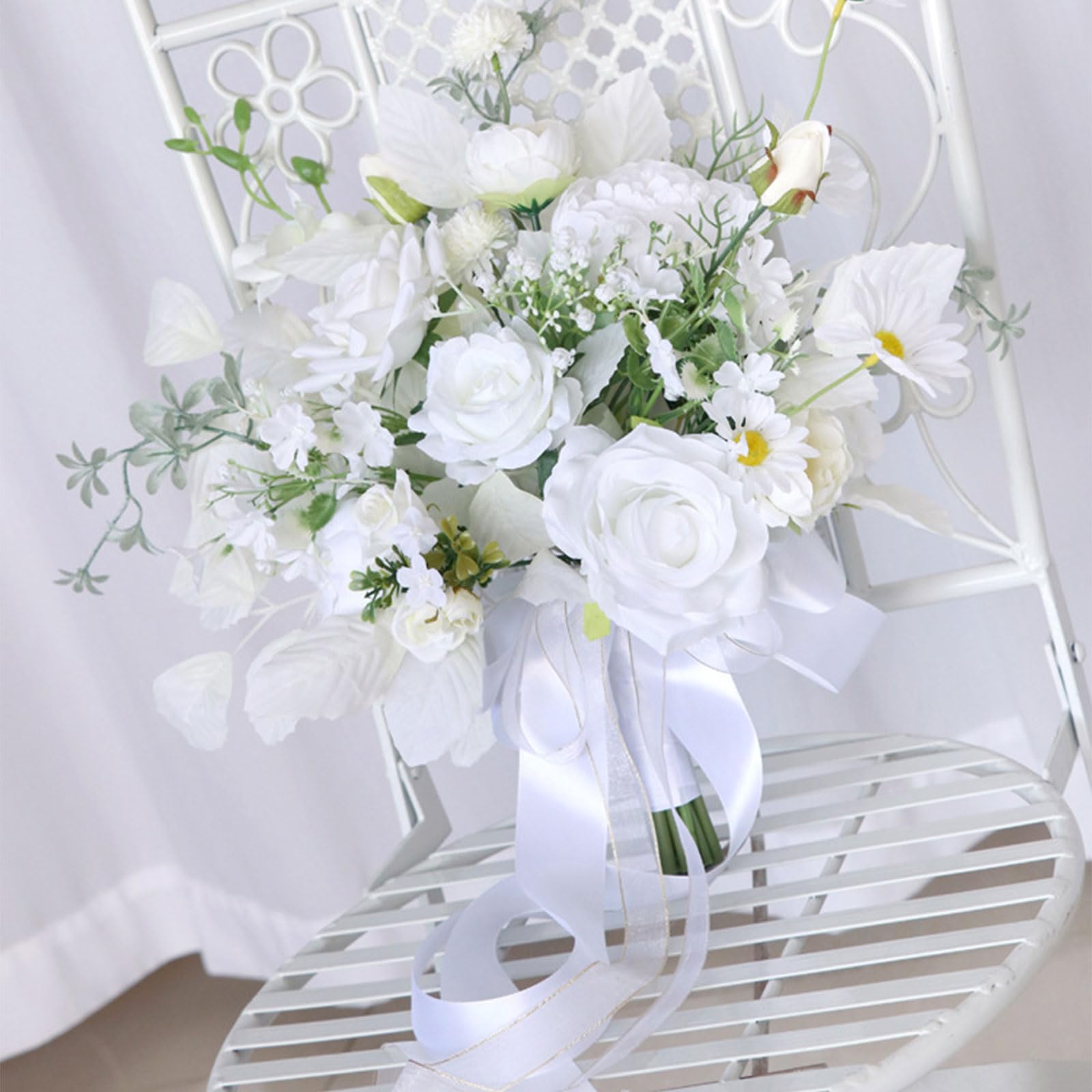 Bouquet de fleurs artificielles en soie pour mariage, demoiselle d'honneur, décoration d'intérieur