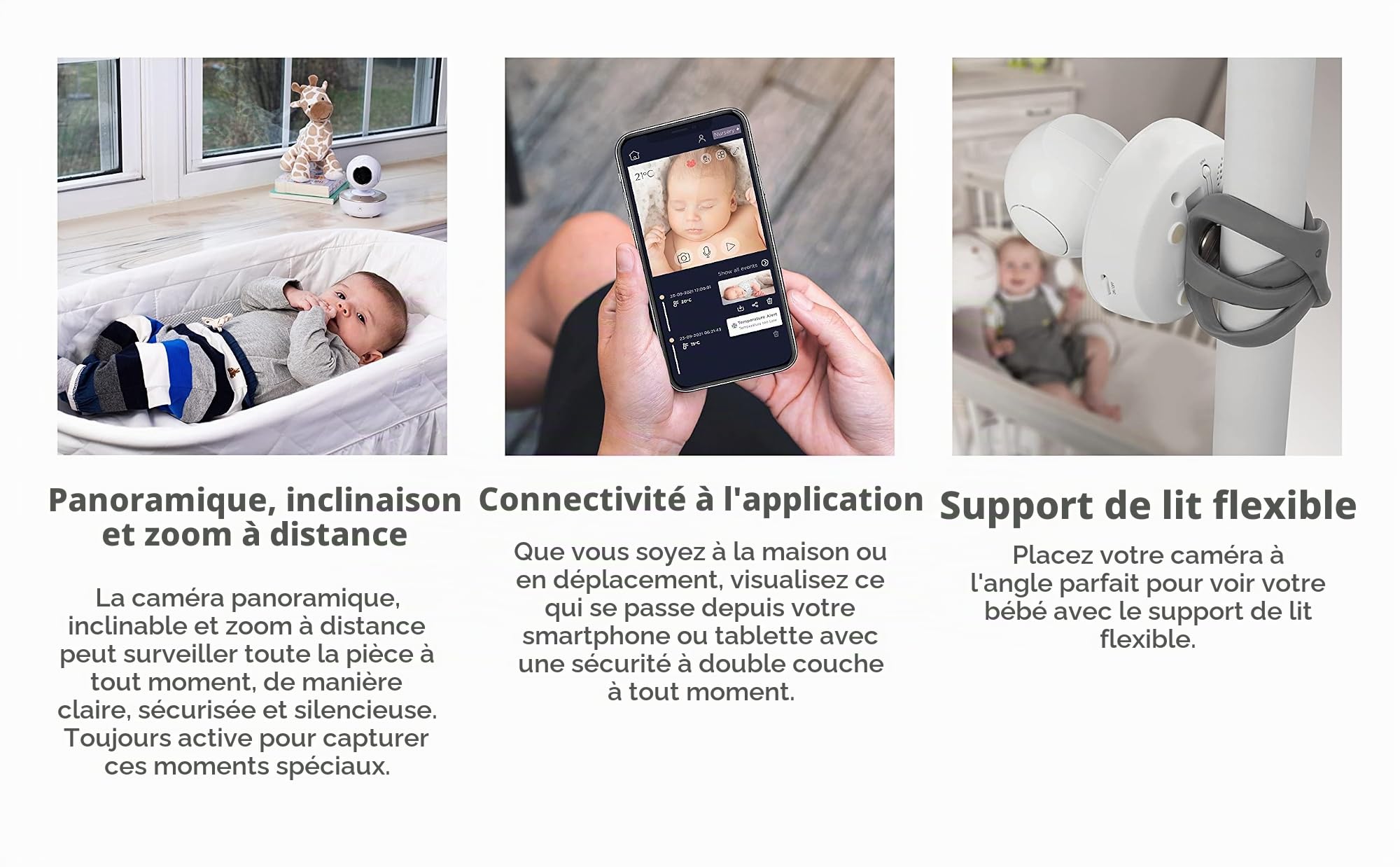 Motorola Nursery VM855 Moniteur bébé Wi-Fi connecté - avec application Motorola Nursery et unité parentale 5" - Vision nocturne, température et conversation bidirectionnelle, 1080p