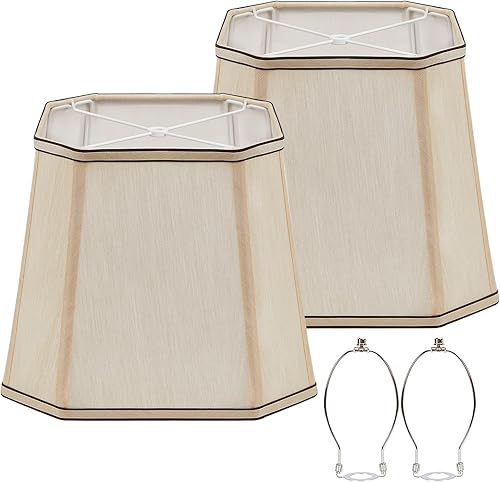 Miniatura 10 de Juego de 2 pantallas medianas para lámparas de mesa/de pie, pantallas de tambor de tela altas y medianas, 13" superior x 11" inferior x 10