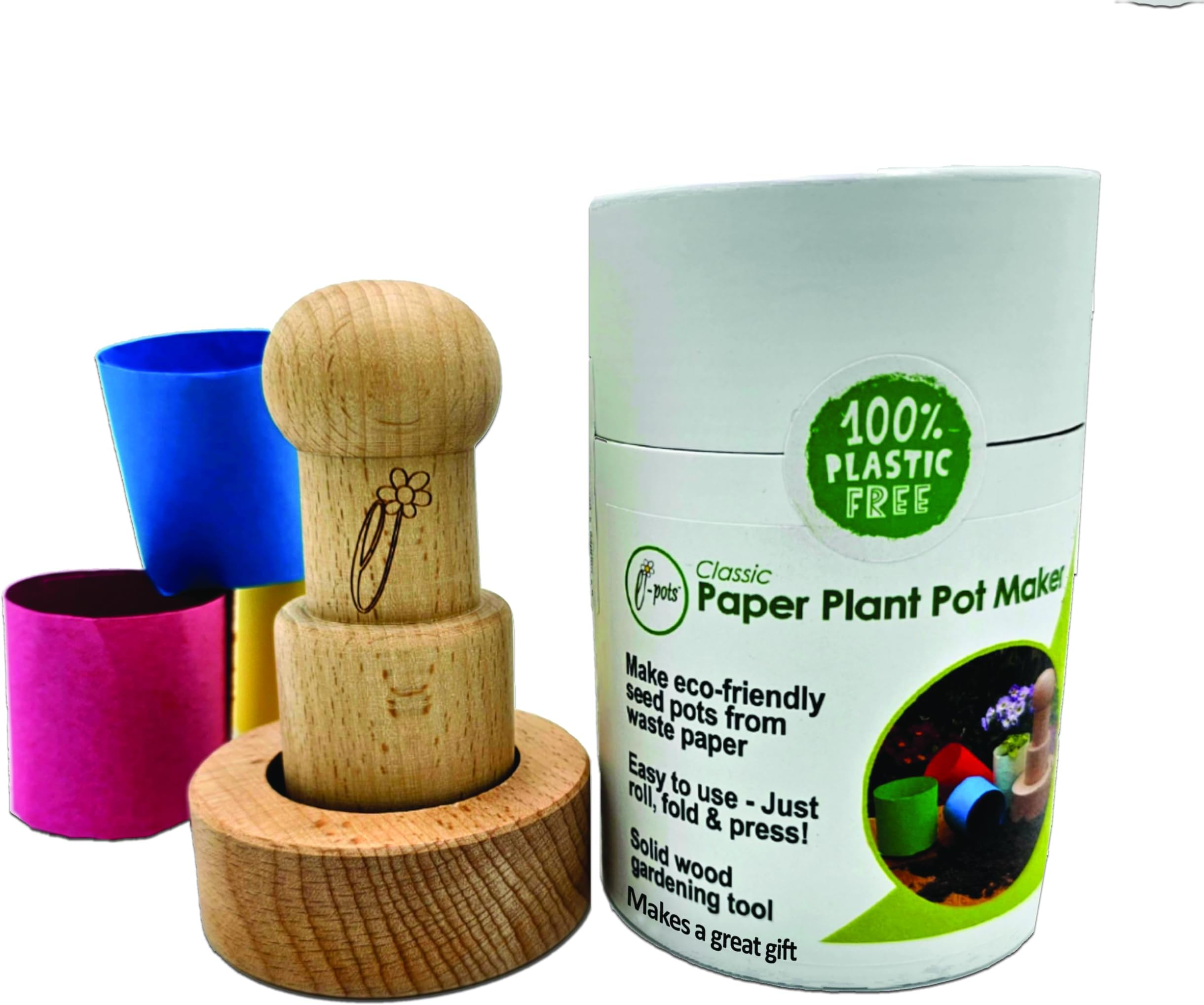 Paper Plant Pot Maker. Plastic free packaging. The fun simple way to create fully biodegradable pots from newspaper and scrap paper. Great Gift for Gardeners