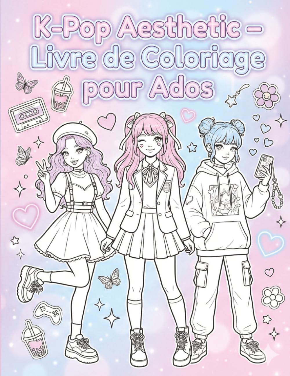 K-Pop Aesthetic – Livre de Coloriage pour Ados: Looks coréens, poses stylées et esthétique K-Pop à colorier pour adolescentes et fans de vibes coréennes.