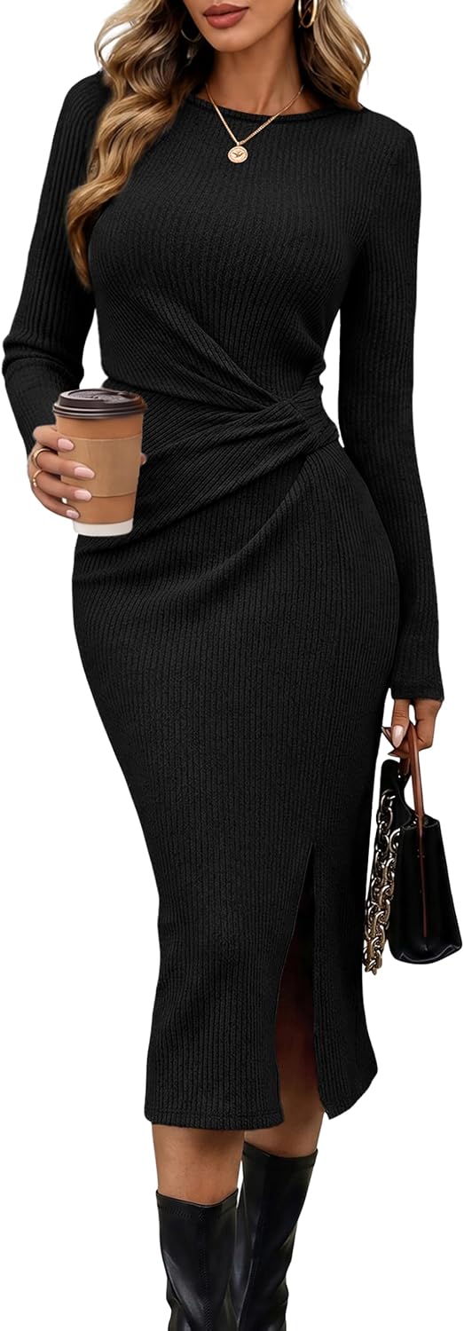  Long Sleeve Dress for Women Fall Wedding Guest Dress Sweater Dress