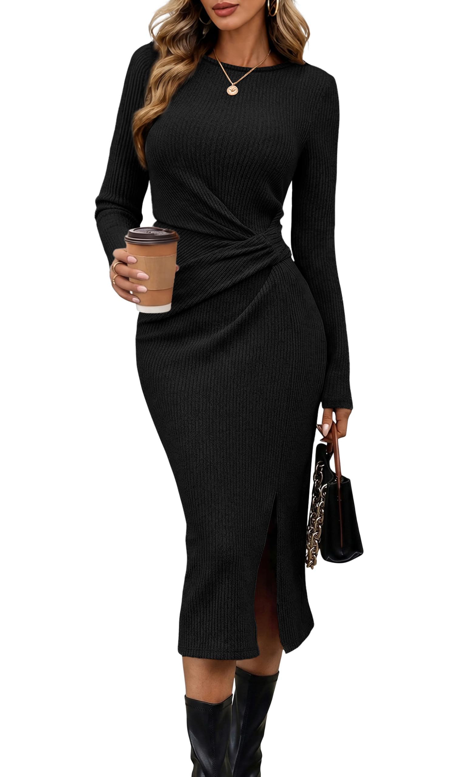 Long Sleeve Dress for Women Fall Wedding Guest Dress Sweater Dress