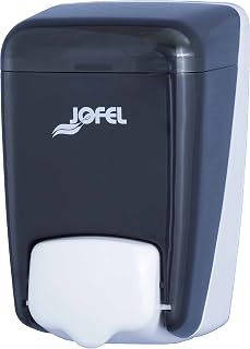 Jofel - Distributore di sapone a parete, ricaricabile con 0,4 l di sapone liquido, Distributore di sapone per bagno, Corpo in ABS ad alta resistenza, Blu AC84000, SAN Fumé
