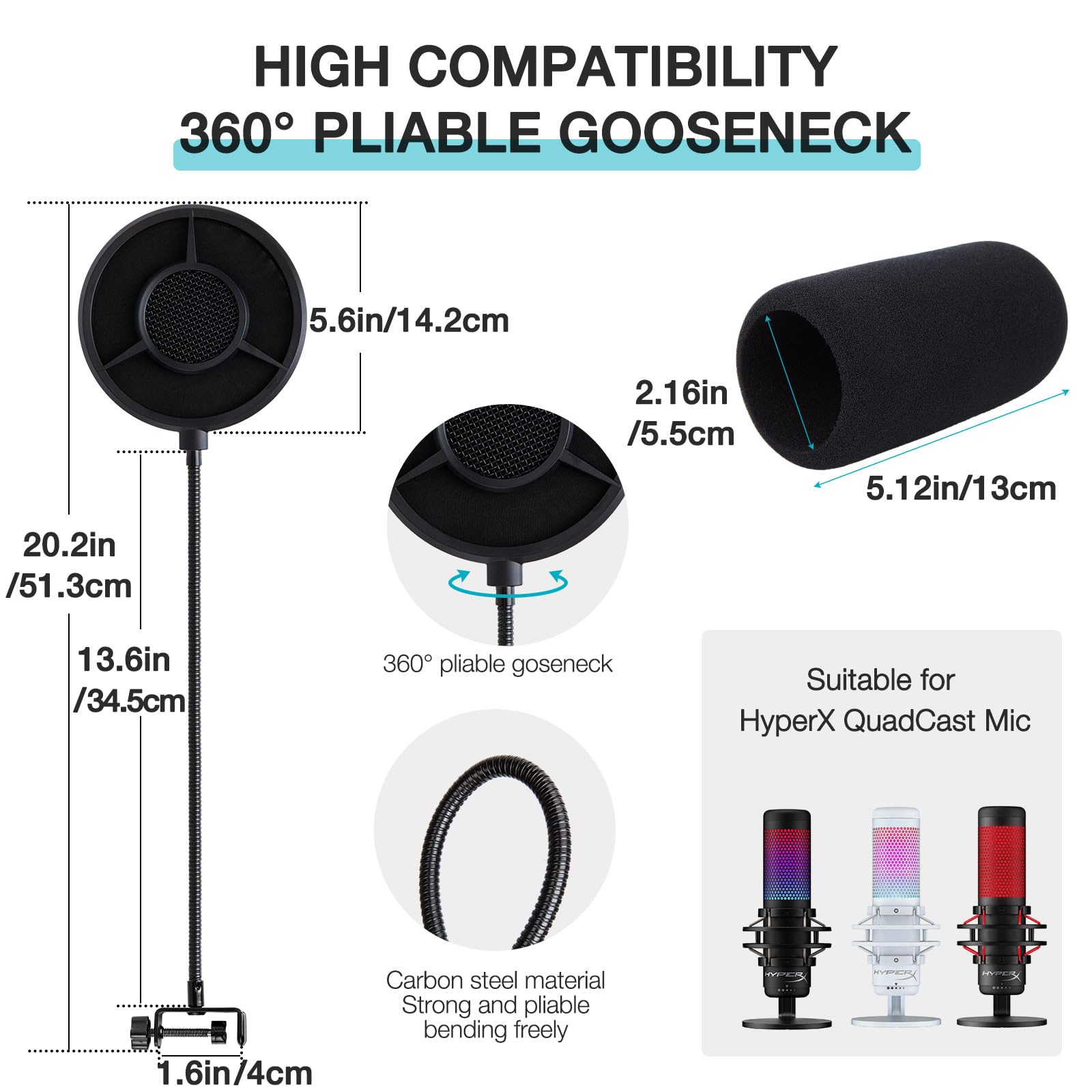 HyperX QuadCast Protezione Antipop E Antivento - 6 Strati Per Microfono - Foto 7