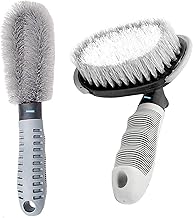 NIKAVI Car Motorcycle Wheel Tire Brush + Hub Clean Brush Cleaning Tool Kit,Set of 2