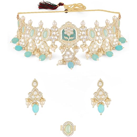 Mint Green Turquoise Beads Necklace Earring Set