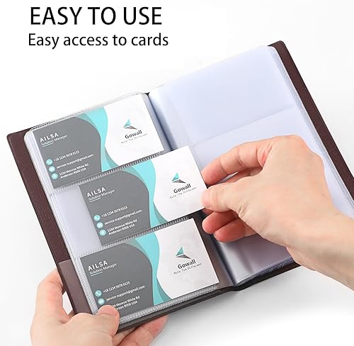 Miniatura 2 de Tarjetero para tarjetas de visita con capacidad para 240 tarjetas, organizador de tarjetas de visita portátil para hombres y mujeres, carpeta