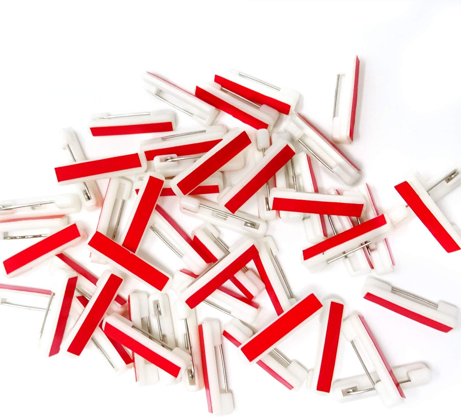 Luckkyme 100Pcs White Adhesive Safety Pins Back, Adhesive