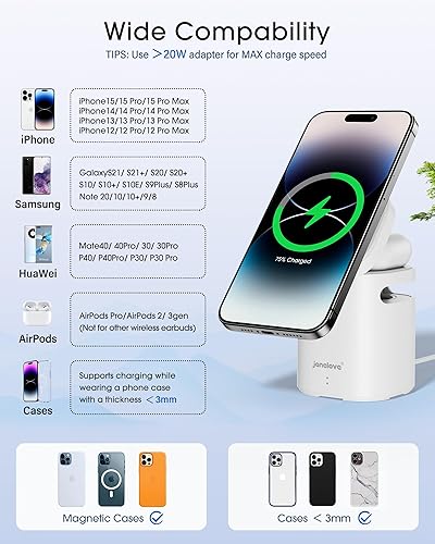 Miniatura 4 de Cargador inalámbrico magnético, estación de carga 2 en 1, altavoz Bluetooth, para iPhone 151413ProMaxPlus, Airpods 32Pro, regalo ideal para mujeres